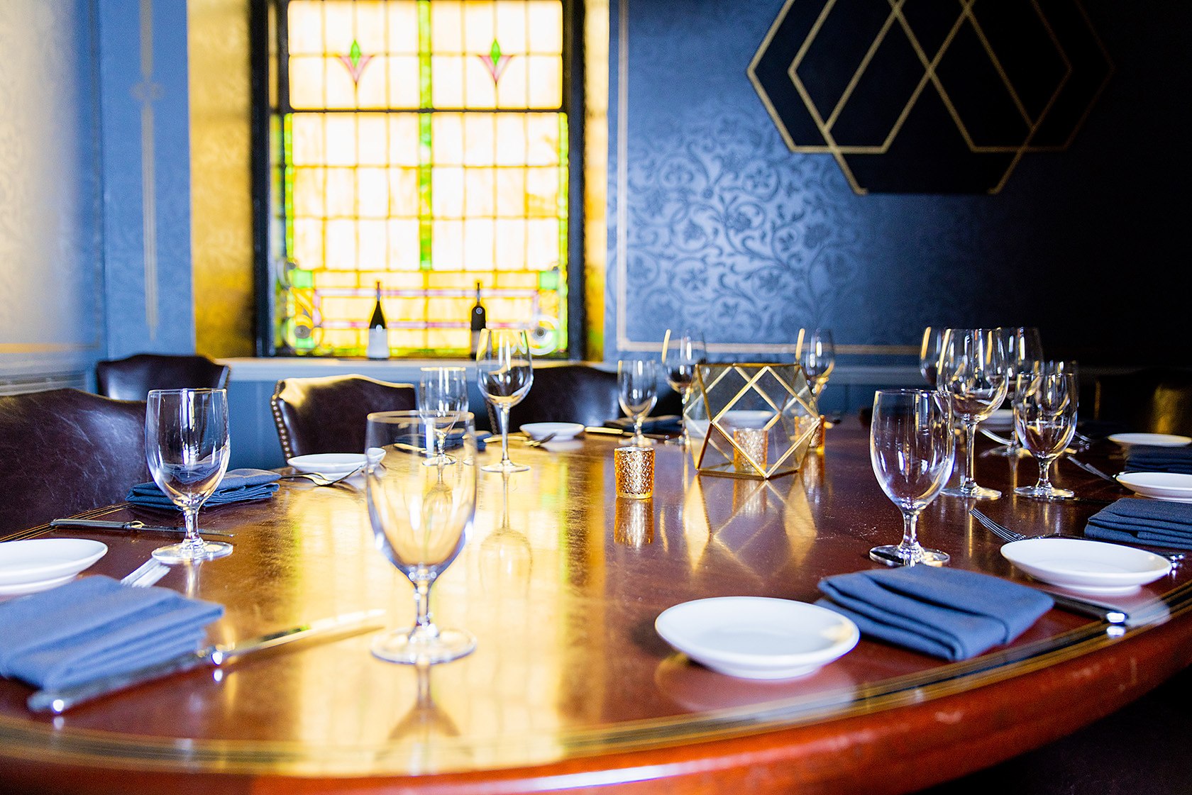 The private parlour at OldeStone set for an intimate dinner